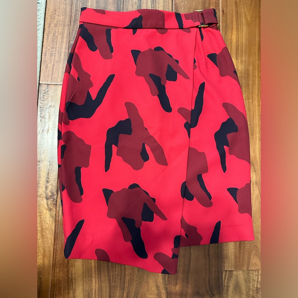 Red leopard, pencil high waisted skirt